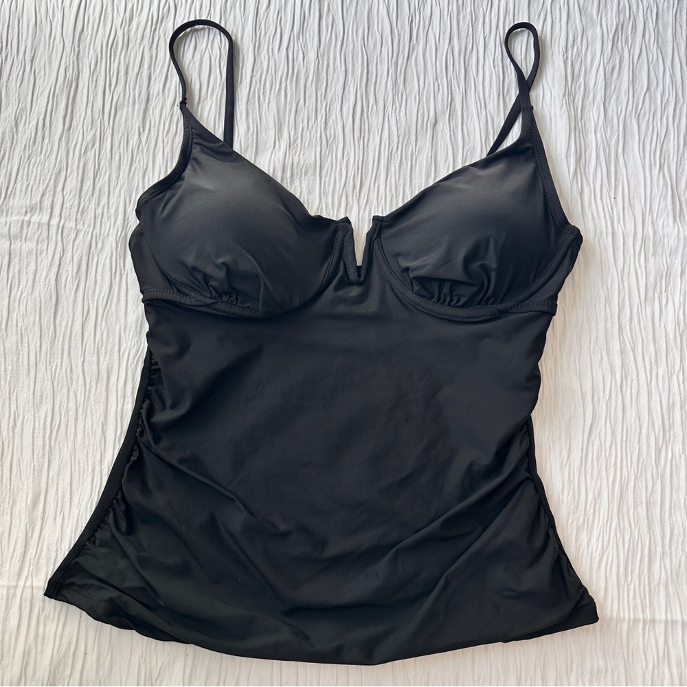 Anne Cole Black Tankini‎ Top Medium Underwire UPF 50 Adjustable Strap Swim NWT
